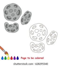 Meteorite to be colored, the coloring book for preschool kids with easy educational gaming level.
