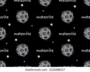 Meteorite Cartoon Character Seamless Pattern On Black Background