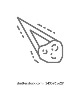 Meteorite, comet, asteroid, meteor line icon.