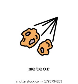 meteorite, comet, meteor color icon thin line, linear, outline vector. comet, meteorite, meteor simple sign, logo. 