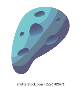 Meteorita, cometa, piedra espacial. Ilustración vectorial de dibujos animados. asteroide colorido. Cráter espacial, concepto de juego