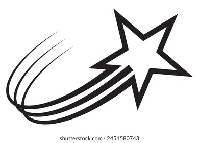 Meteorite and comet symbols. Flying comet with tail, falling meteor, abstract galaxy element. Black falling stars icon. Shooting stars icon vector set. Abstract silhouette of shooting star. 