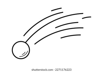 Icono lineal del doodle de caída de meteoritos. Ilustración del vector