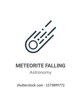 Meteorite falling outline vector icon. Thin line black meteorite falling icon, flat vector simple element illustration from editable astronomy concept isolated on white background