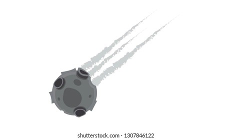 meteorite falling with smoke isolated vector illustration