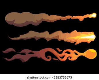 Meteorite fireball element flame effect vfx isolated vector illustration