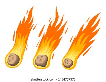 Meteorite in flames vector design illustration isolated on white background