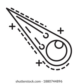 vuelo de meteorito con llama estilo de línea icono diseño de ilustración vectorial