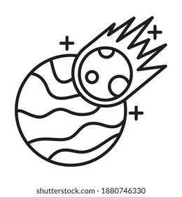 meteorite flying and planet line style icon vector illustration design