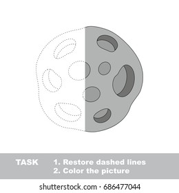 Meteorite. Half Tracing. Dot to dot educational game for kids.