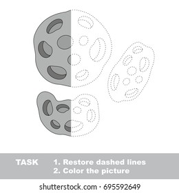Meteorite, the half tracing. Dot to dot educational game for kids.