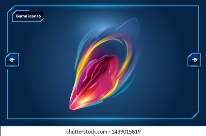 Meteorite icon element for space 2d game, on an isolated background