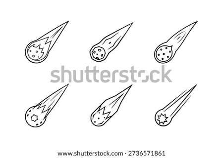 meteorite icon line art vector illustration isolated