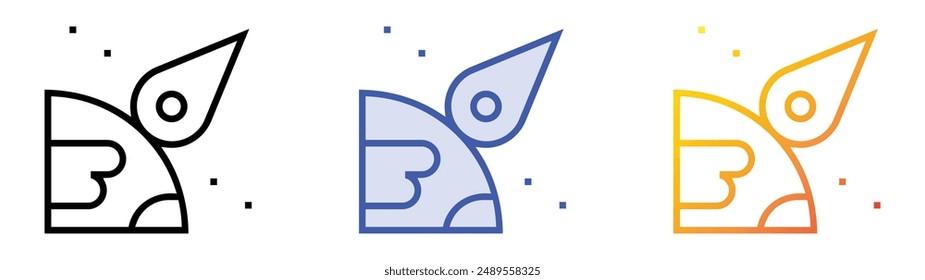 meteorite icon. Linear, Blue Fill and Gradient Style Design Isolated On White Background