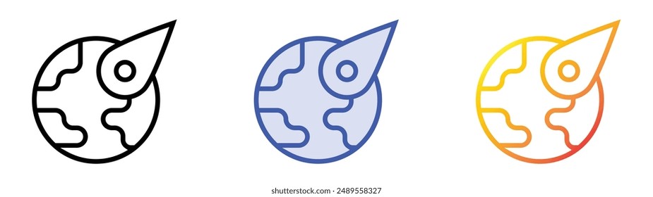 meteorite icon. Linear, Blue Fill and Gradient Style Design Isolated On White Background