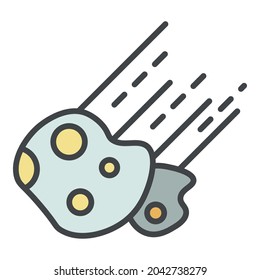 Meteorite icon. Outline meteorite vector icon color flat isolated on white