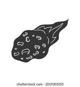 Meteorite Icon Silhouette Illustration. Comet Vector Graphic Pictogram Symbol Clip Art. Doodle Sketch Black Sign.