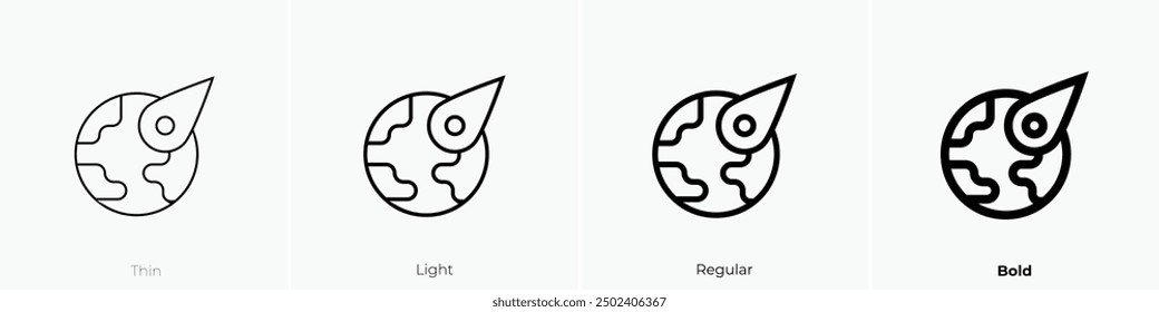 meteorite icon. Thin, Light Regular And Bold style design isolated on white background