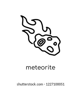 meteorite icon. Trendy modern flat linear vector meteorite icon on white background from thin line Astronomy collection, outline vector illustration