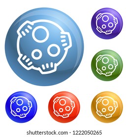 Meteorite icons set vector 6 color isolated on white background