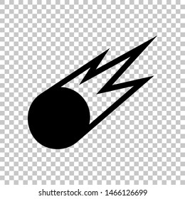 Meteorite Sign. Black Icon On Transparent Background. Illustration.