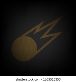 Meteorite sign. Icon as grid of small orange light bulb in darkness. Illustration.