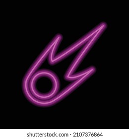 Meteorite simple icon. Flat desing. Purple neon on black background.ai