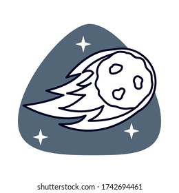 meteorite space with flames icon vector illustration design