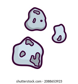 Meteorite vector icon isolated on white background. Meteorite rock in cartoon style vector. Colorful icon for web design