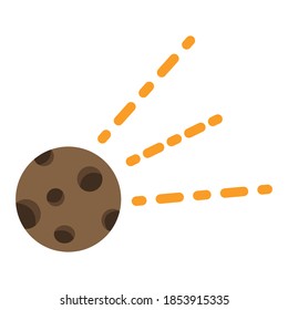 Meteorite Vector Illustration. Meteorite, Star And Planet, Space Icon Concept. White Isolated. Flat Cartoon Style for Web Landing Page, card, Banner, Sticker, Background