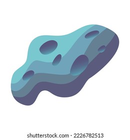 Meteoroid, comet, space stone. Cartoon vector illustration. Colorful asteroid. Space crater, game concept