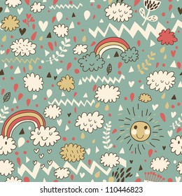 Meteorological cartoon seamless pattern for funny background