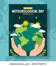 Meteorological Day Vertical Poster Flat Cartoon Hand Drawn Templates Background Illustration