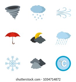 Meteorological office icons set. flat set of 9 meteorological office icons for web isolated on white background