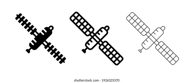 Meteorological Satellites icon Vector. Outline meteorological satellites world weather icon. Isolated on white. Editable line. Space Icon, Space sign, symbol line vector.