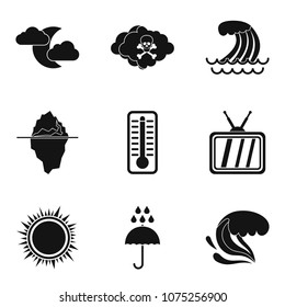 Meteorological service icons set. Simple set of 9 meteorological service vector icons for web isolated on white background