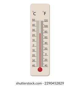 Meteorological thermometer Fahrenheit and Celsius for measuring air temperature. Vector illustration. Eps 10.