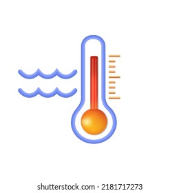Meteorological thermometer measuring water. Celsius thermometers. 3d vector illustration.