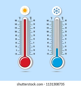 Celsius Fahrenheit Meteorology Thermometers Measuring Heat Stock Vector ...