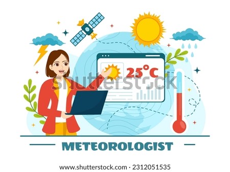 Meteorologist Vector Illustration with Weather Forecast and Atmospheric Precipitation Map in Flat Cartoon Hand Drawn Landing Page Templates