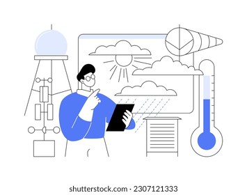 Meteorology abstract concept vector illustration. Met station, meteorology program, university degree, weather prediction method, measuring instruments, atmosphere study abstract metaphor.