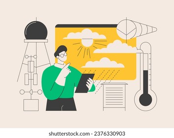 Meteorology abstract concept vector illustration. Met station, meteorology program, university degree, weather prediction method, measuring instruments, atmosphere study abstract metaphor.