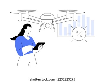 Los drones de la meteorología abstraen el concepto de ilustración vectorial. Recopilación de datos meteorológicos, meteorología, predicción meteorológica precisa, estudios atmosféricos de drones, metáfora abstracta de medición de meteoros.