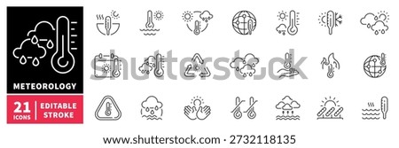 Meteorology editable line icons set. weather and climate symbols