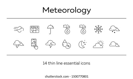 Meteorology icon set. Cloud, forecast, snow. Climate concept. Can be used for topics like temperature, weather, precipitation