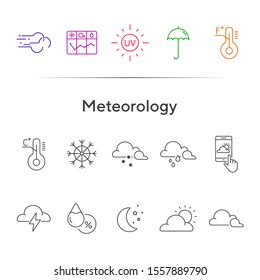 Meteorology icon set. Cloud, forecast, snow. Climate concept. Can be used for topics like temperature, weather, precipitation