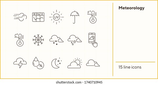 Symbol für Meteorologie festgelegt. Wolke, Vorhersage, Schnee. Klimakonzept. Kann für Themen wie Temperatur, Wetter, Niederschlag verwendet werden