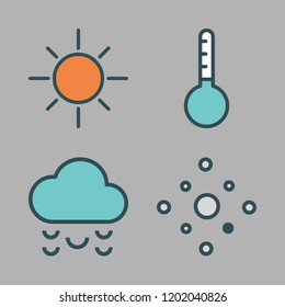 meteorology icon set. vector set about thermometer, hail, sun and cloud icons set.