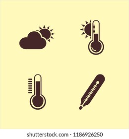 meteorology icon. meteorology vector icons set temperature sun, temperature, thermometer and sun and cloud