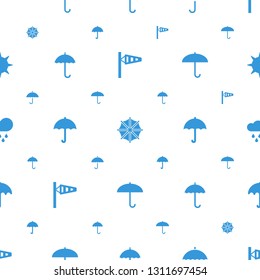 meteorology icons pattern seamless white background. Included editable filled wind cone, umbrella, rain, sun icons. meteorology icons for web and mobile.